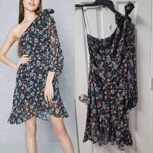 Mango Floral Print One Shoulder Dress 4